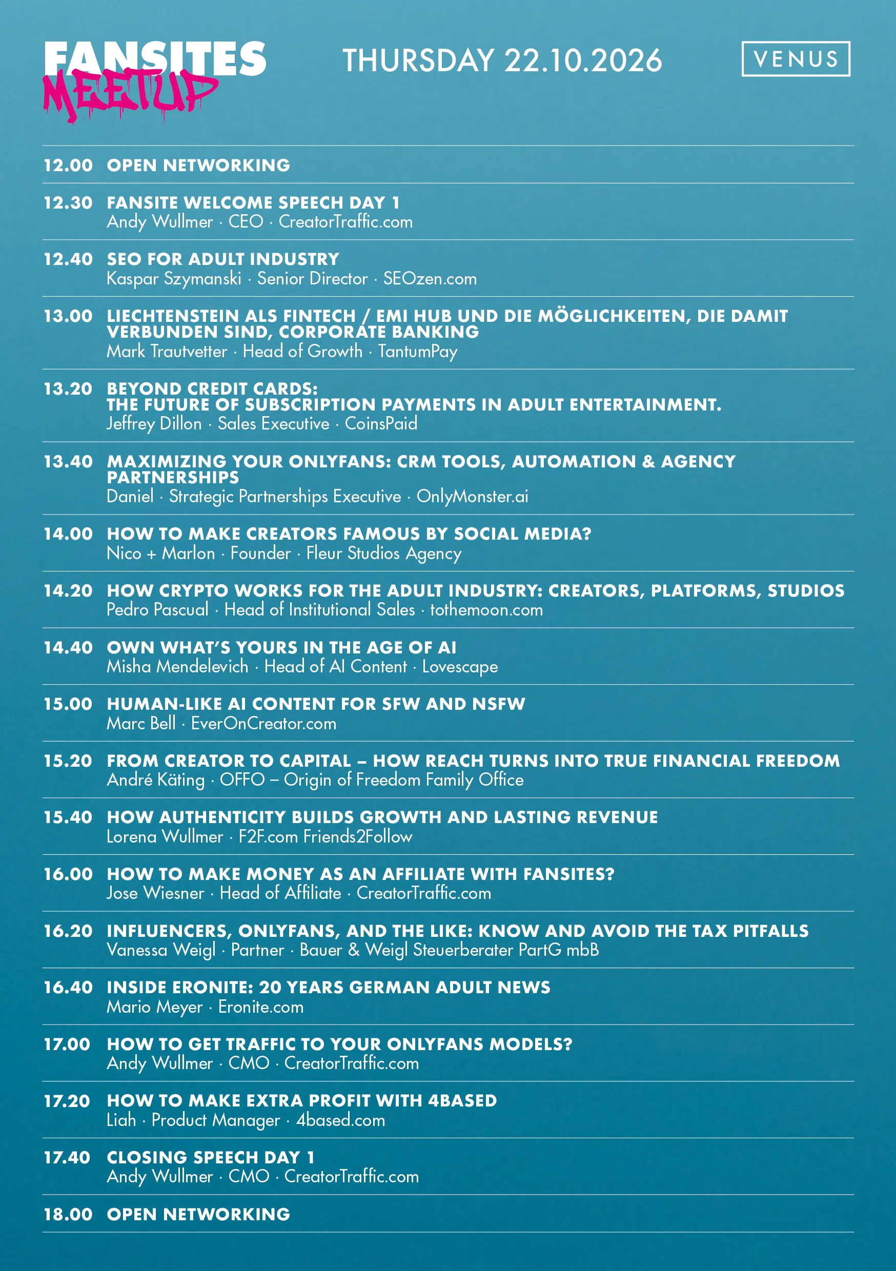 Fansites meetup Donnerstag